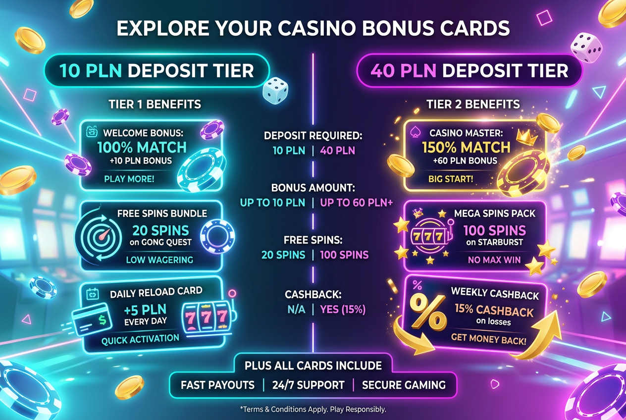 Comparison table of casino bonuses for low deposits